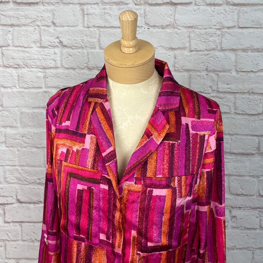 Joseph Ribkoff Pink Geometric Print Button Down Size M - Picture 3 of 5